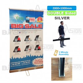 1000x2000mm SILVER, Standard Double Sided Roll Up Banners
